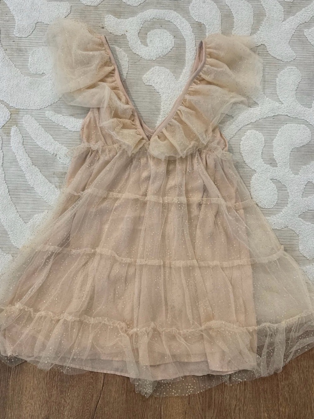 Show Me Your MuMu Champagne Sparkle Tiered Tulle Mini Dress - Picture 5 of 6